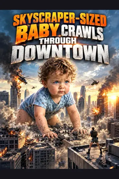 Skyscraper-Sized Baby Crawls Through Downtown poster